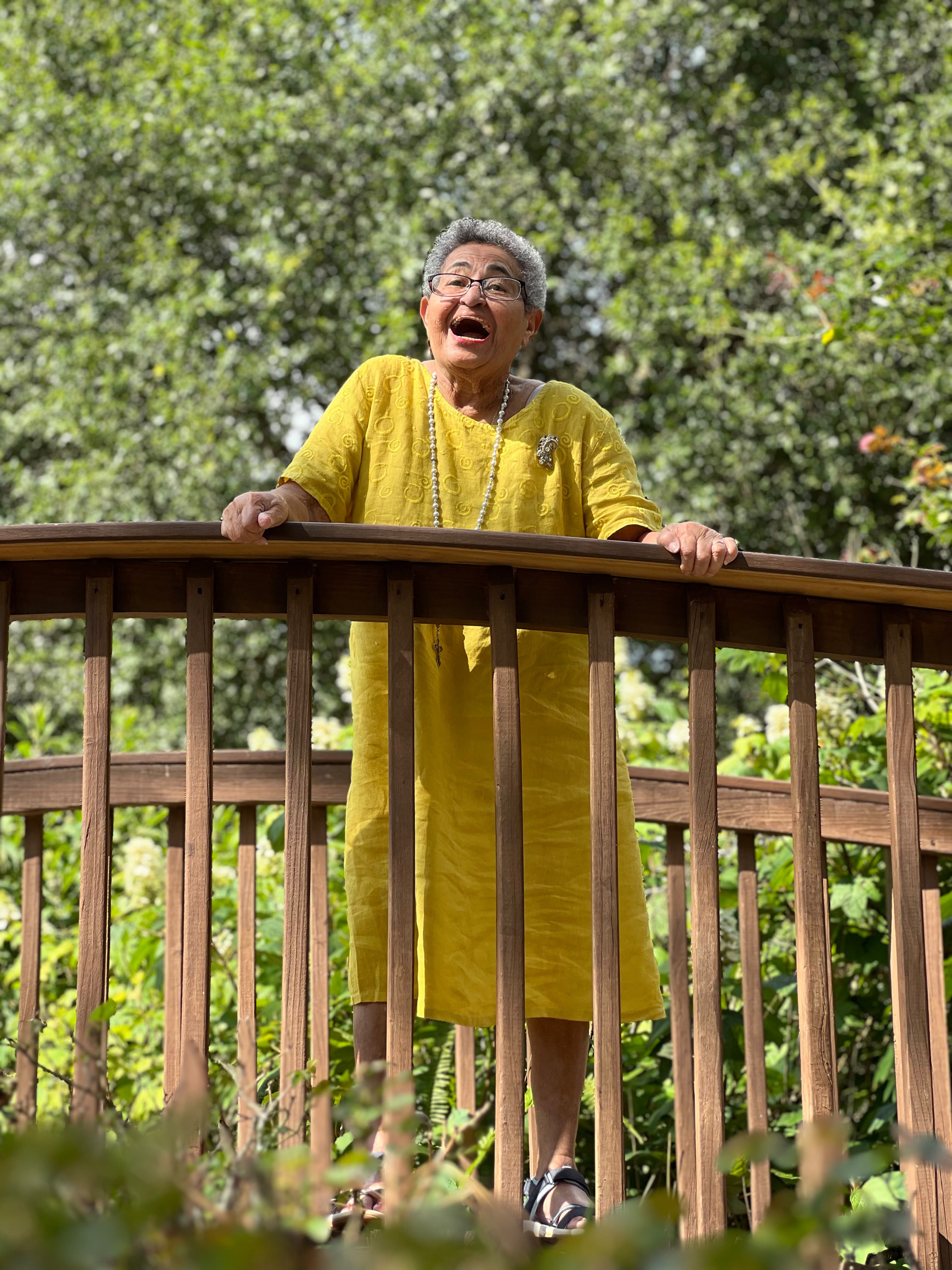 An older adult enjoying time outdoors in the community